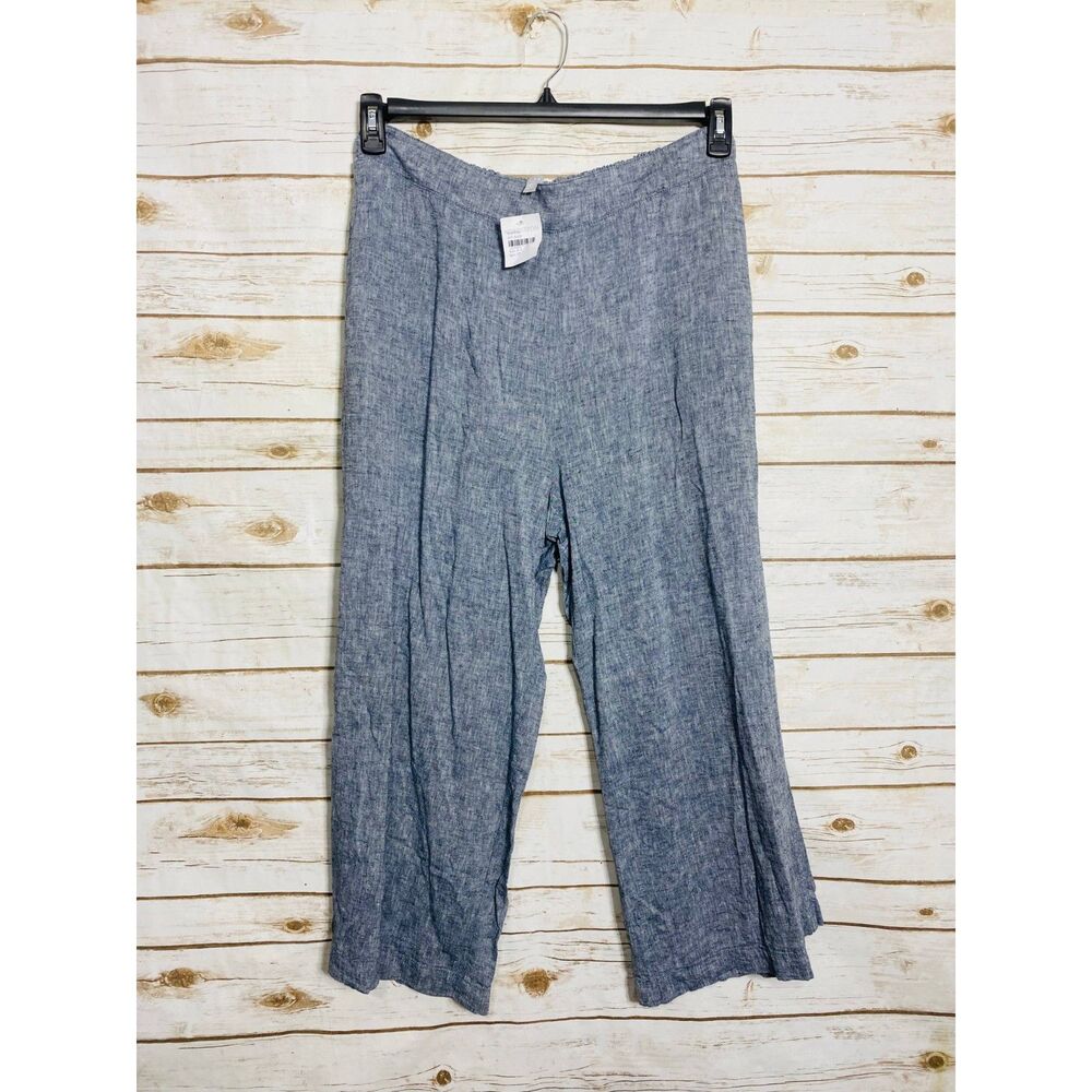 Chelsea 28 Women Wide Leg Pants Elastic Waist Linen Blend With Side Pockets XL
